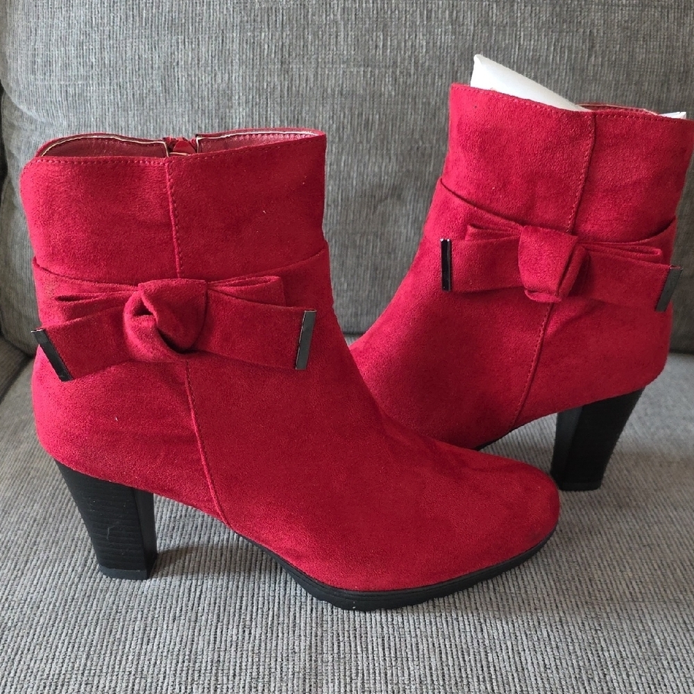 Elegant Women's Dark Red Suede Ankle Boots By Mysoft, Size 9, NWT, 3 Inch Heel - Picture 15 of 15